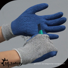 SRSAFETY blauer Latex beschichteter industrieller schneidfester Arbeitshandschuh-Schlupf-Handschuh